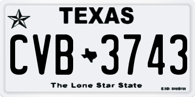 TX license plate CVB3743