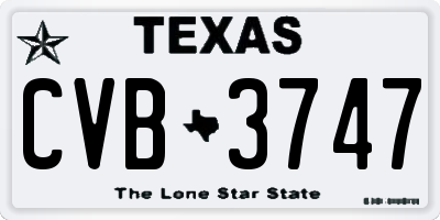 TX license plate CVB3747