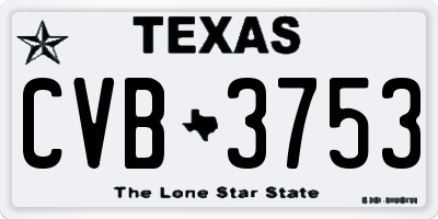 TX license plate CVB3753