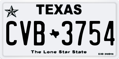 TX license plate CVB3754