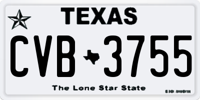 TX license plate CVB3755