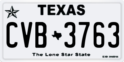 TX license plate CVB3763