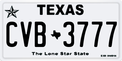 TX license plate CVB3777