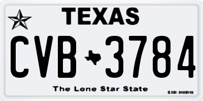 TX license plate CVB3784