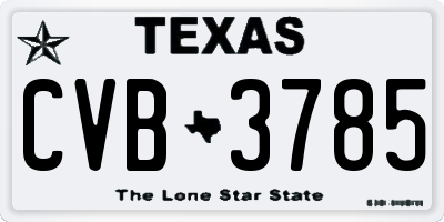 TX license plate CVB3785