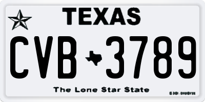 TX license plate CVB3789