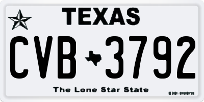 TX license plate CVB3792