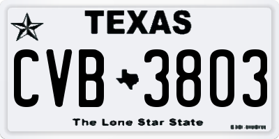 TX license plate CVB3803