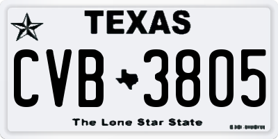 TX license plate CVB3805