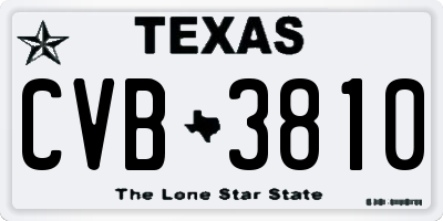 TX license plate CVB3810