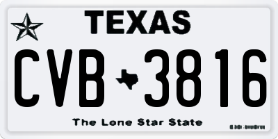 TX license plate CVB3816