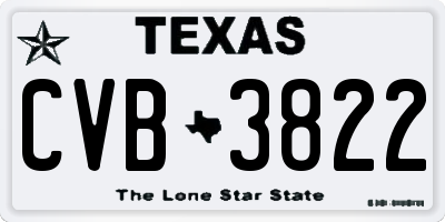 TX license plate CVB3822