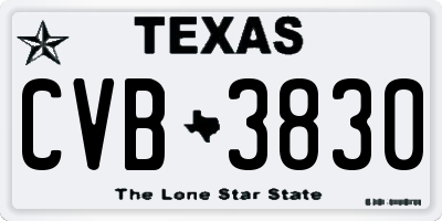 TX license plate CVB3830