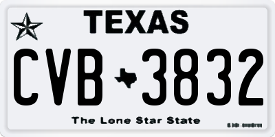 TX license plate CVB3832