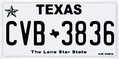 TX license plate CVB3836