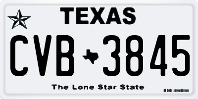 TX license plate CVB3845