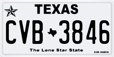 TX license plate CVB3846