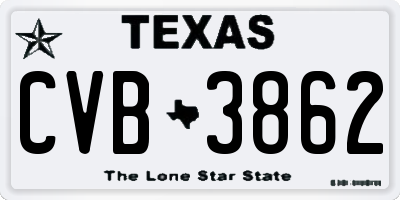 TX license plate CVB3862