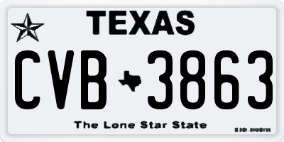 TX license plate CVB3863
