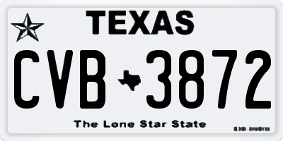 TX license plate CVB3872