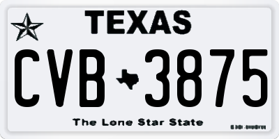 TX license plate CVB3875