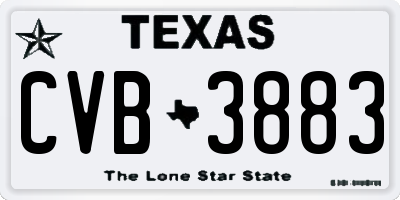 TX license plate CVB3883