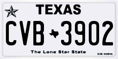 TX license plate CVB3902
