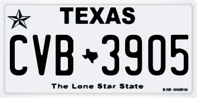 TX license plate CVB3905