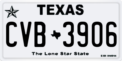 TX license plate CVB3906