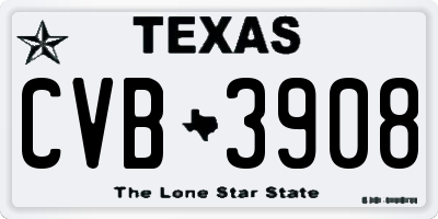 TX license plate CVB3908