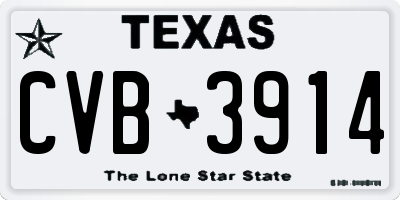 TX license plate CVB3914
