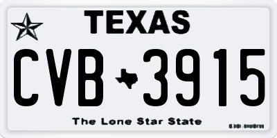 TX license plate CVB3915