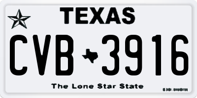 TX license plate CVB3916
