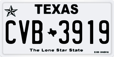 TX license plate CVB3919