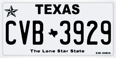 TX license plate CVB3929