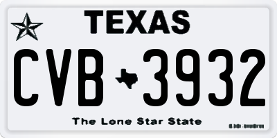 TX license plate CVB3932