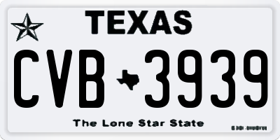 TX license plate CVB3939