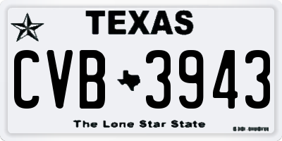 TX license plate CVB3943
