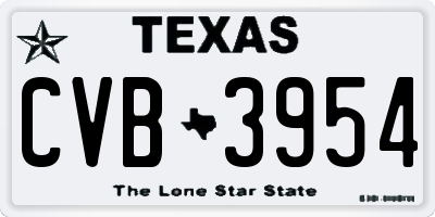 TX license plate CVB3954