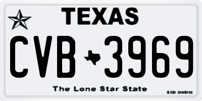 TX license plate CVB3969