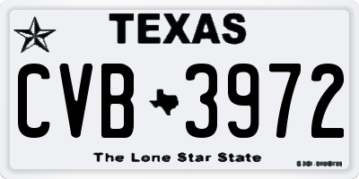 TX license plate CVB3972