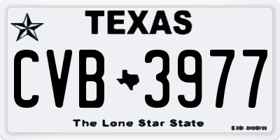 TX license plate CVB3977