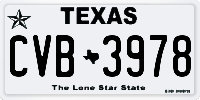TX license plate CVB3978