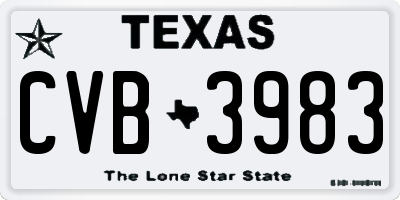 TX license plate CVB3983