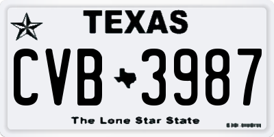 TX license plate CVB3987