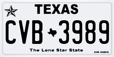 TX license plate CVB3989