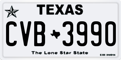 TX license plate CVB3990