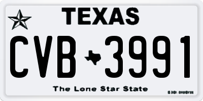 TX license plate CVB3991
