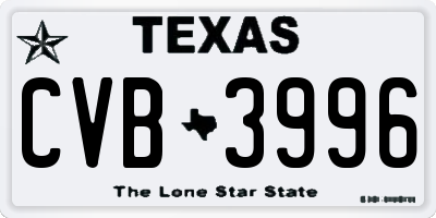TX license plate CVB3996