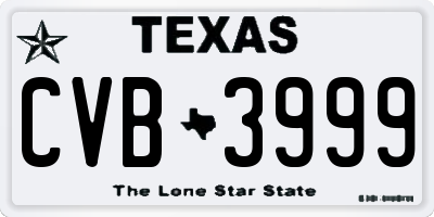 TX license plate CVB3999